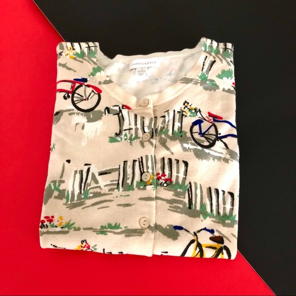 Charter Club cream bicycle pattern cardigan sweater - Picture 5 of 5